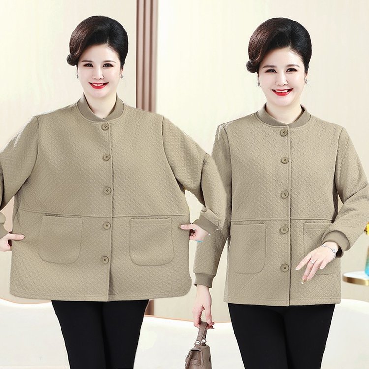 200斤のお母さんの秋の服のコートの特体の大きいサイズの中高年の婦人服の太っている奥さんのカジュアルな春と秋の服のジャケット|undefined