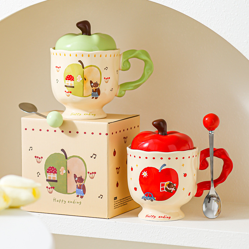 Taza de cerámica de manzana creativa, regalo de oficina, taza de café, taza de agua, taza de desayuno para parejas, regalo