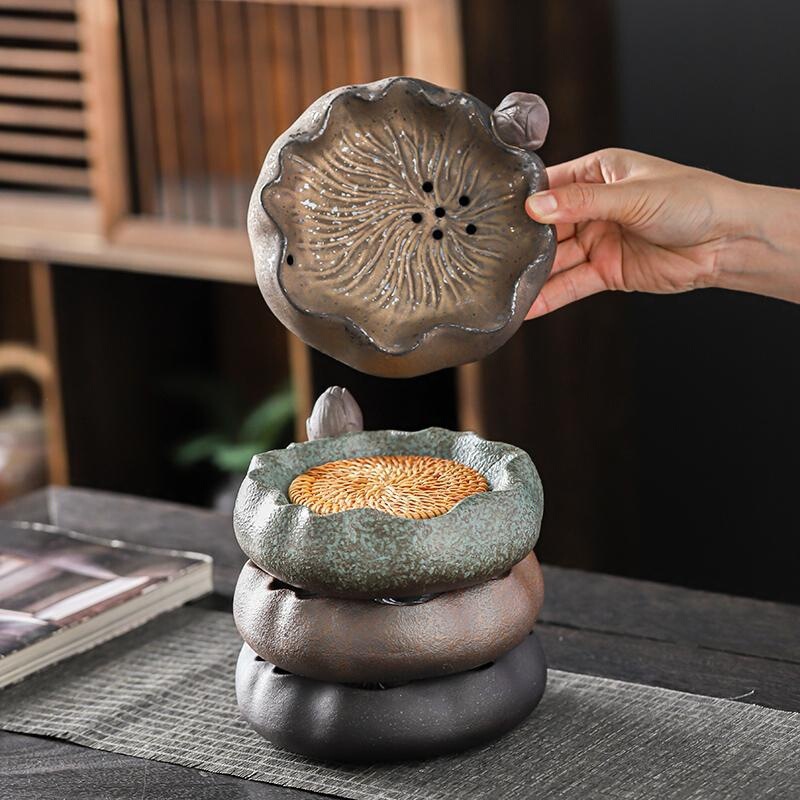 Stoneware Chinese-style dry bubble tray teapot holder base tea water cup tea ceremony accessories tray kiln variable water storage large capacity water storage Stoneware Chinese-style dry bubble tray teapot holder base tea water cup tea ceremony accessories tray kiln variable water storage large capacity water storage