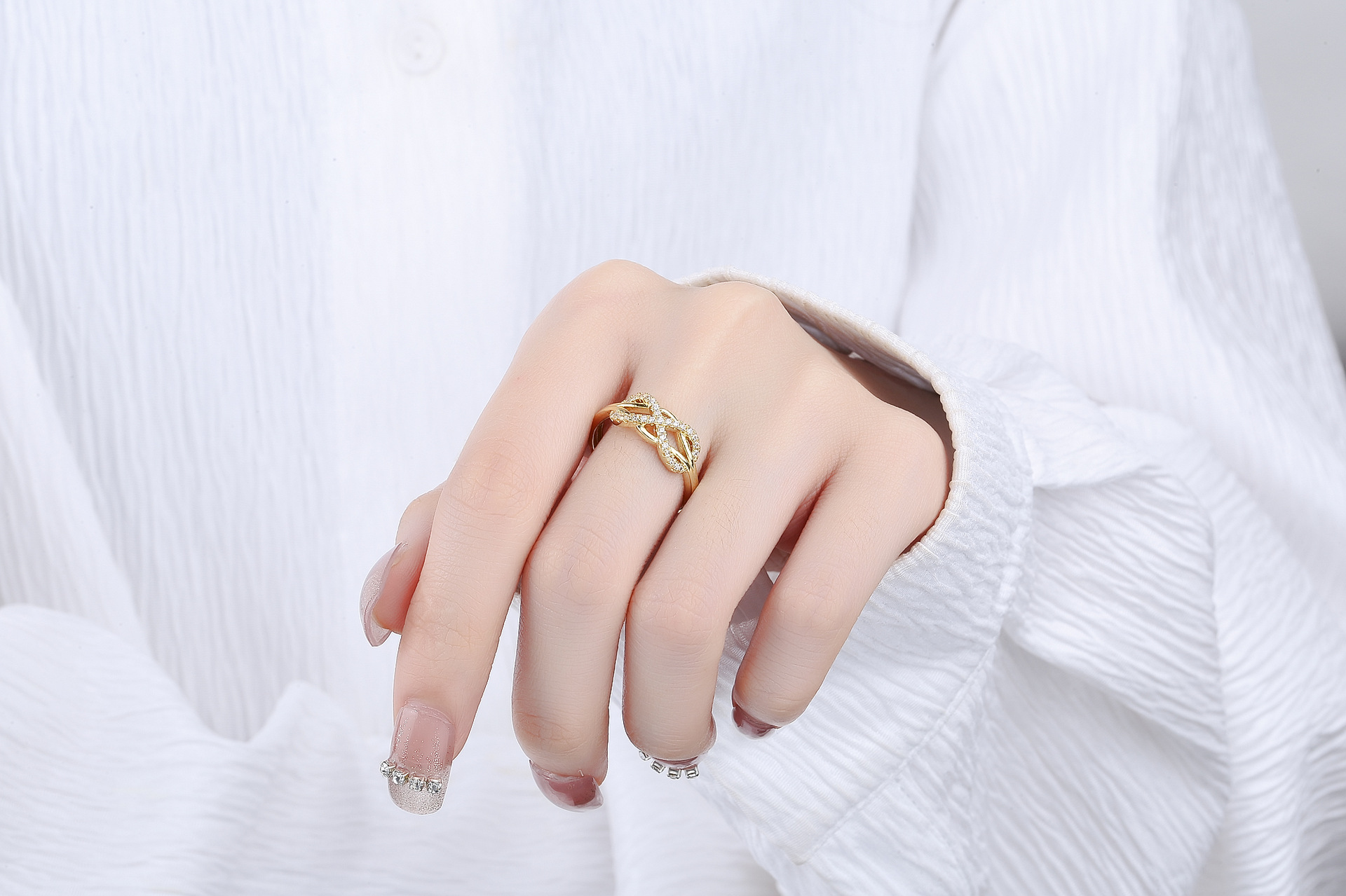 Fashion Number Copper Inlaid Zircon Rings