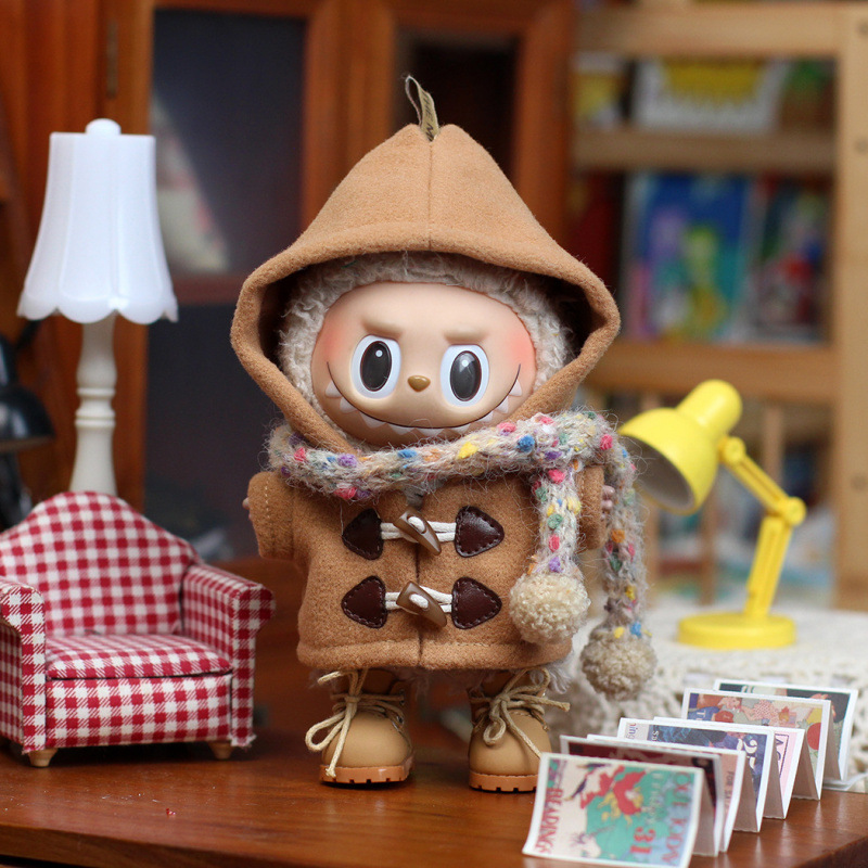 Baby Clothes Only] First/Third Generation Labubu Baby Clothes Vinyl Doll Clothes Winter Woolen Jacket Heart-Warming Macaron