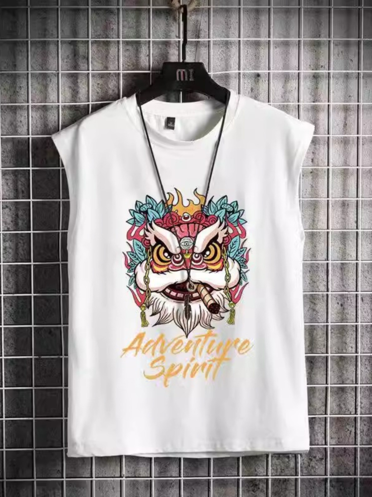 Sleeveless T-shirt men's fashionable summer thin loose waistcoat men's sports fitness basketball vest men's men's round neck