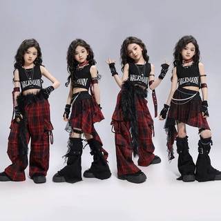 女童爵士舞服装少儿jazz背心韩版女团kpop舞蹈女孩街舞儿童演出服