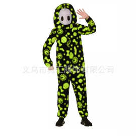 跨境万圣节儿童夜光幽灵涂鸦连体服 - 糖豆人