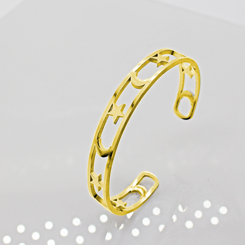 Fashion Star Moon Titanium Steel Plating Bangle