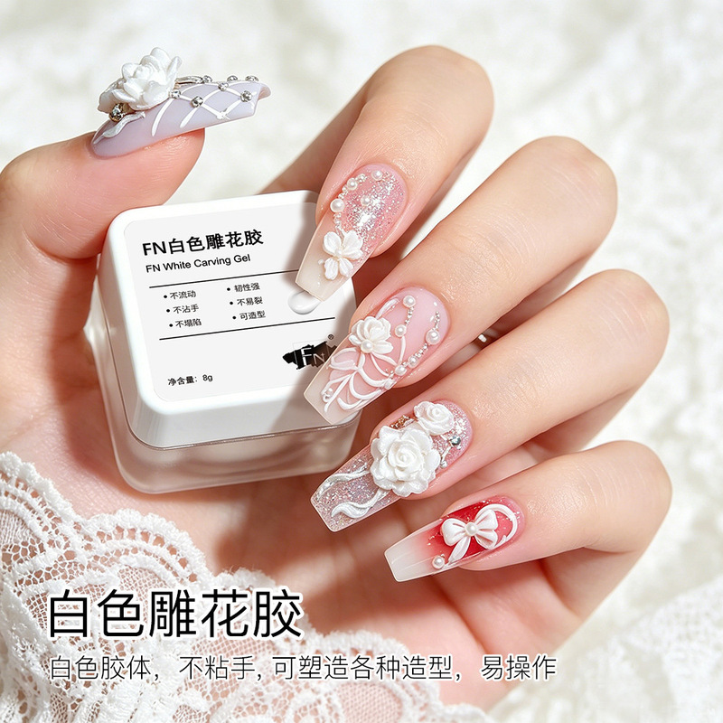 White carved gel for nail art, solid three-dimensional small flower modeling gel, embossed shaping gel, nail polish gel, shaping phototherapy gel White carved gel for nail art, solid three-dimensional small flower modeling gel, embossed shaping gel, nail polish gel, shaping phototherapy gel