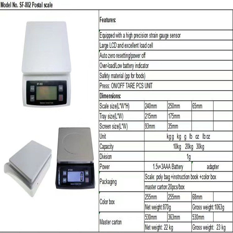 2022 nuevo 802 báscula 30kg / 1g báscula electrónica báscula de cocina
