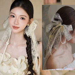 新しいブライダルヘッドドレス、シンプルなレースのリボンヘアピン、甘い韓国のウェディングドレス、ドレッシングガウン、ヘアアクセサリー