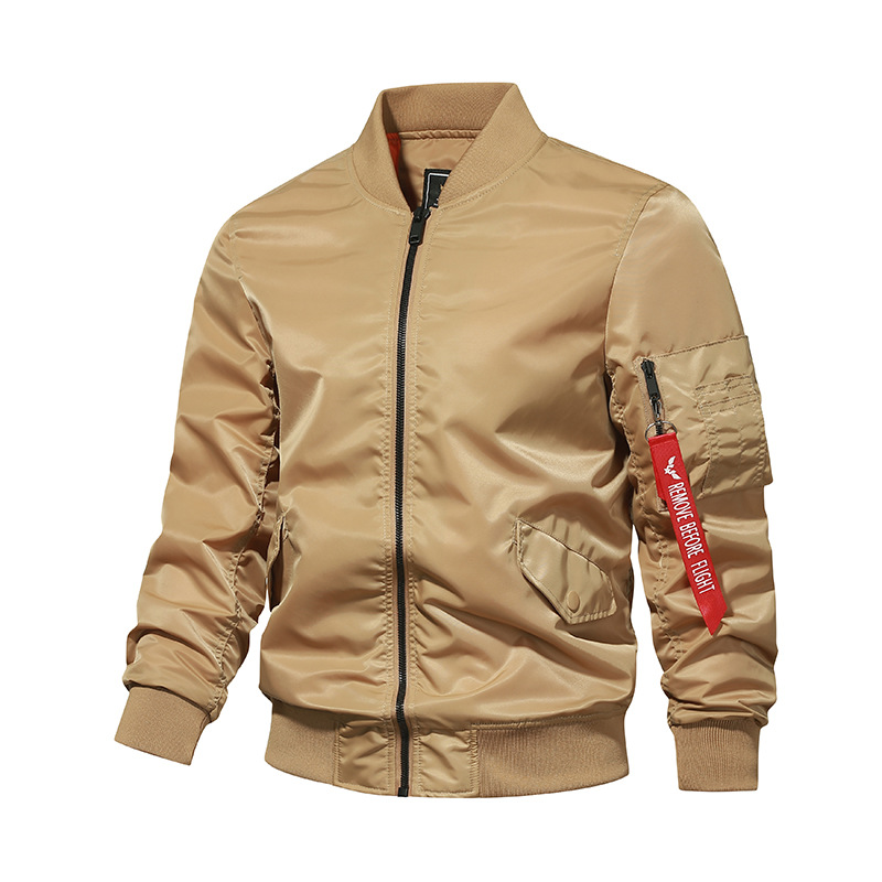 Chaqueta de vuelo transfronteriza hombres [Algodón/delgada] Primavera y otoño MA1 Fuerza Aérea chaqueta de béisbol uniforme color sólido chaqueta japonesa hombres