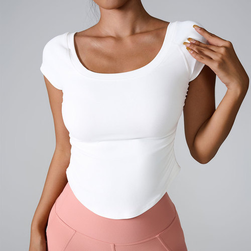 ins2024 Cross-border Tight-Fit Sports Short-Sleeved Running Training Quick-Drying Shirt Short Sleeve Thin Bare Feeling Lulu Yoga Wear for Women