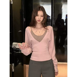 iamanniew春秋季2026女上衣休闲套装T恤吊带两件套收腰显瘦打底