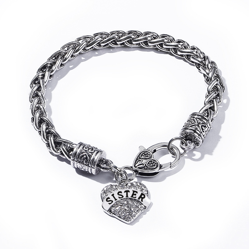 Heart Shape Pattern Unisex Gender 1 Piece Fashion Heart Shape Alloy Inlay Zircon Unisex Bracelets