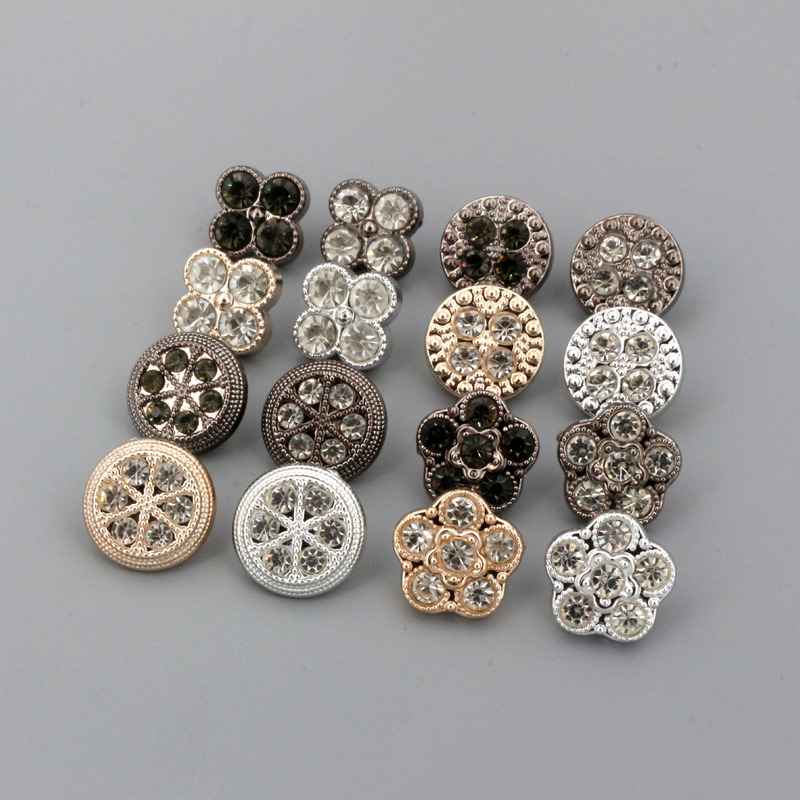 Plastic Buttons for Women, Versatile and Fashionable Shirt Cuffs, Small Buttons Inlaid with Rhinestones, Footed Buttons, Ready-Made from Manufacturers
