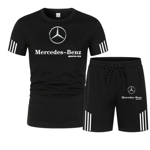 2025 Comfortable and Breathable Short Sleeve T-Shirt Set for Men, Beach Shorts, Printed Fashion Casual Sports Set