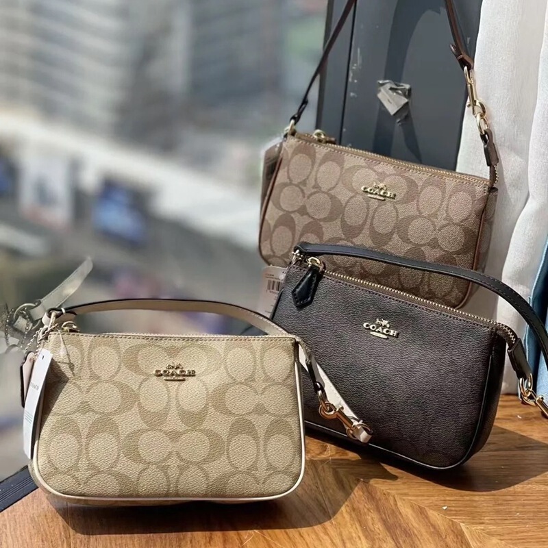 Coach Outlet New Nolita19 Classic Monogram Full-Print Mahjong Bag Single Shoulder Crossbody Storage Handbag for Women