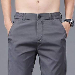 Summer Thin Men's Casual Pants Summer Middle-Aged and Elderly High-End Casual Men's Pants Straight Loose Versatile Stretch Pants