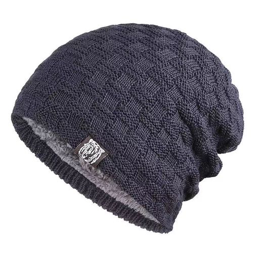 Knit Hat for Men, Fashion Cotton Hat with Fleece and Thick Wool, Autumn/Winter Warmth Protection Ear Hat