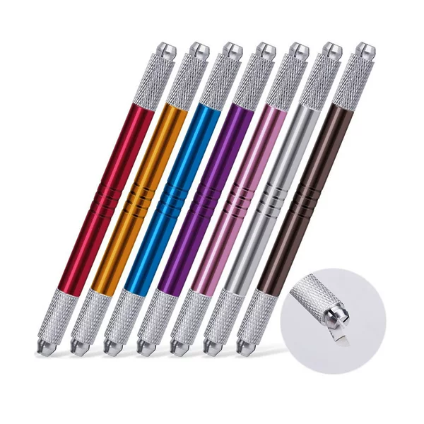 Direct Sale from the Manufacturer: Double-Ended Tattoo Pen, No. 6 Eyebrow Tattoo Pen, Korean-Style Metal Dual-Use Tattoo Manual Pen, Portable and Specialized