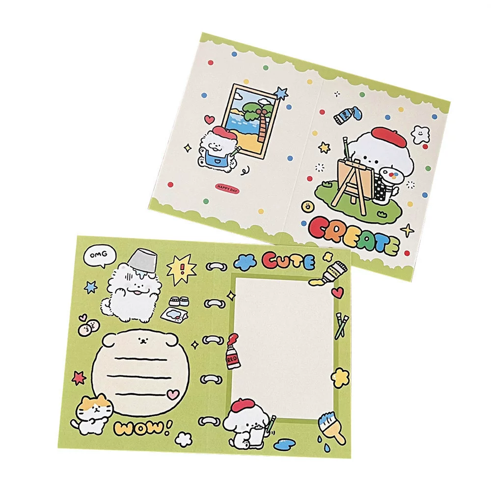 Folding greeting card set, cute designs, assorted postcards & small gift bag