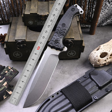 跨境热卖户外刀高硬度巴斯战术直刀野外生存一体龙骨露营开山刀具