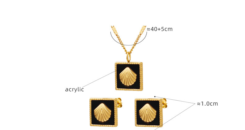 Fashion Square Shell Titanium Steel Plating Earrings Necklace