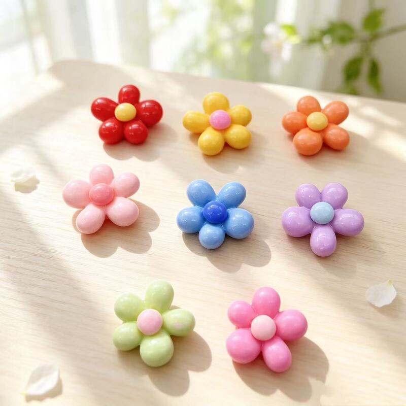 Glossy five-petal flower small flower hair accessory, hair tie, hair clip, handmade DIY material, resin accessory, patch, refrigerator magnet