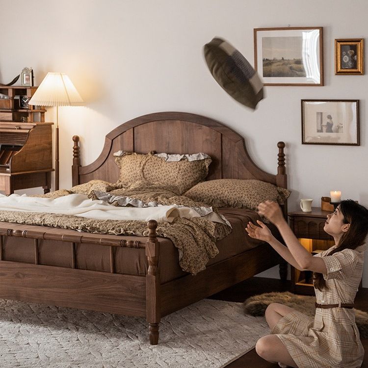 美式复古实木床北美黑胡桃木家用主卧1.8米1.5米双人床原木家具