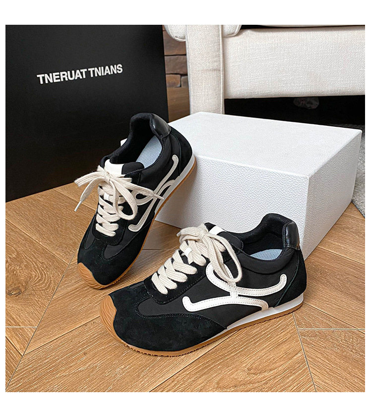 Giày sneaker nữ dáng Agandexun buộc dây tăng chiều cao bên trong 5 cm, mũi tròn, phong cách casual — Màu hồng, Màu nâu đậm, Màu xám, Màu đen chi tiết 40
