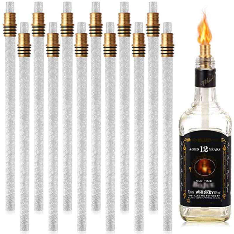 Wine bottle torch wick for DIY homemade torches&mdash;brass flashlight wick holder with washer.