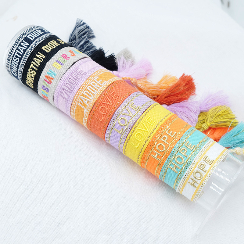 Wholesale cross-border hot sale retro European and American Japanese and Korean letter bracelet embroidered woven bracelet creative cheerleading wrist Wholesale cross-border hot sale retro European and American Japanese and Korean letter bracelet embroidered woven bracelet creative cheerleading wrist