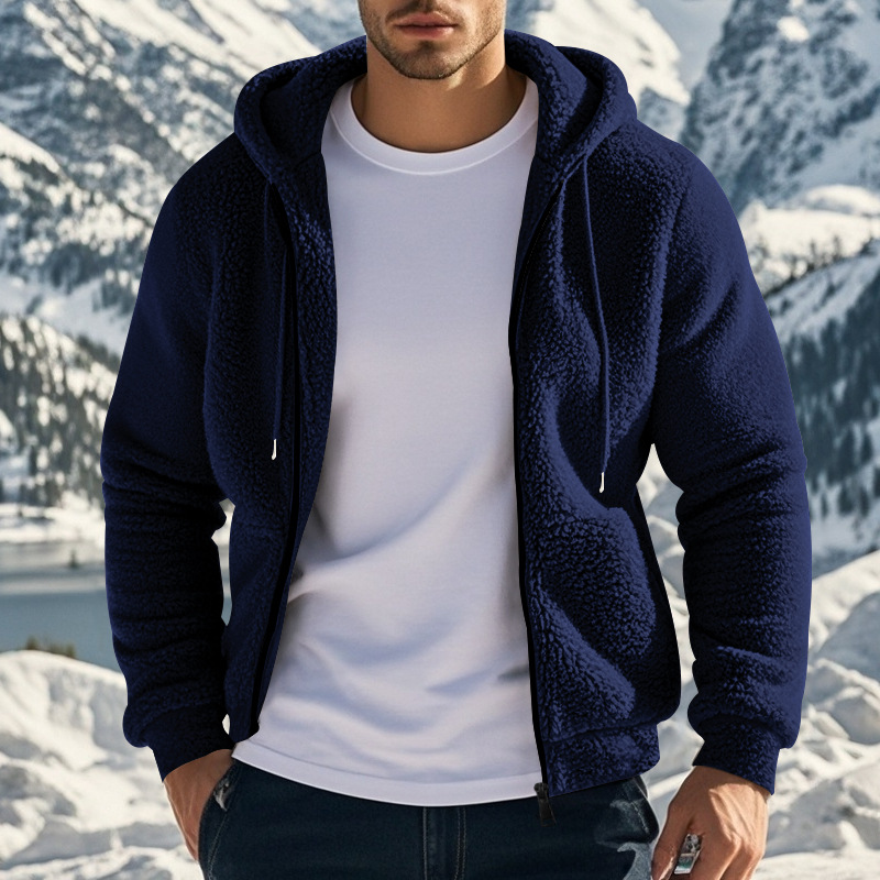 Dicker, warmer, doppelseitiger Samt-Reißverschluss-Cardigan mit Kapuze im amerikanischen Stil, Freizeitjacke für Herren, europäische Größe_voghion.com