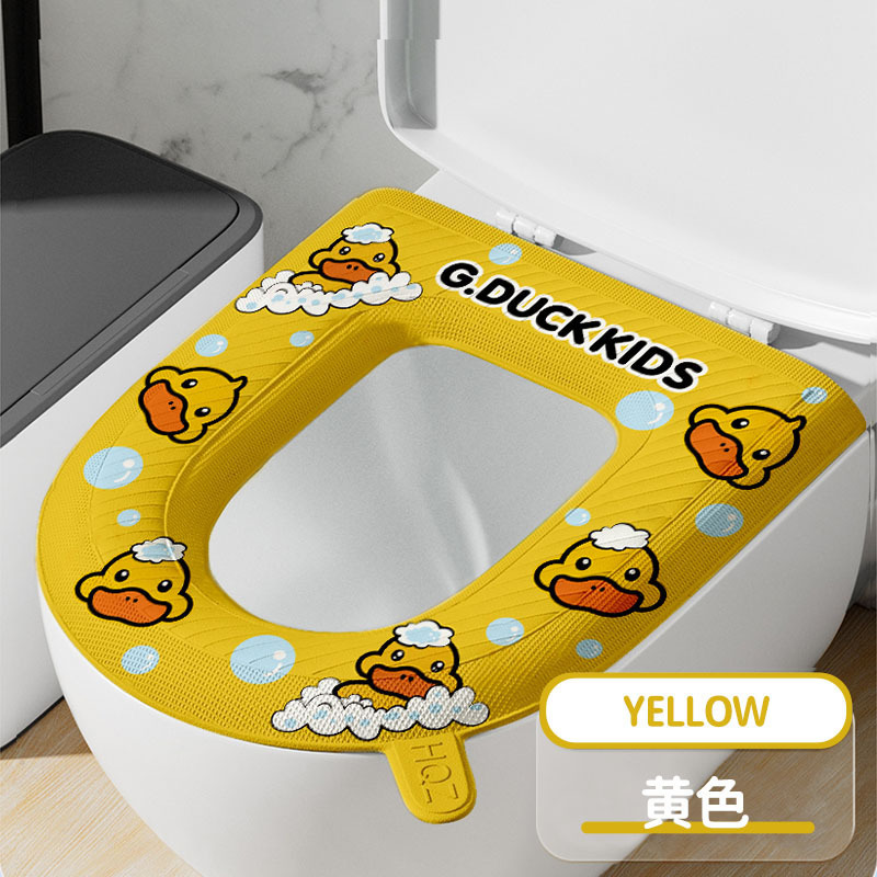 トイレットマット漫画厚手クッション四季通用防水トイレカバー家庭用トイレカバー小黄鴨トイレクッション|undefined