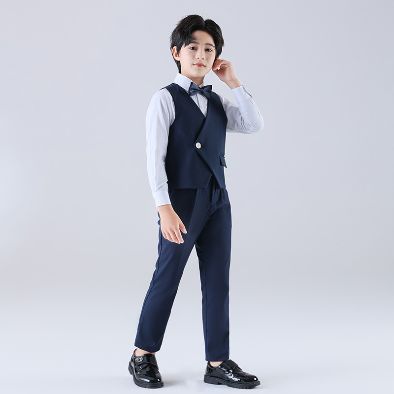 Trajes infantiles chaleco set 2024 otoño nuevos productos niños flores piano anfitrión cumpleaños show set