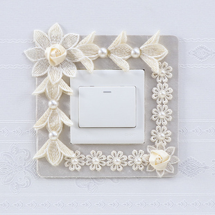 ♤ Washable New Switch Wall Sticker Socket Lace Fabric Switch Protective Cover Wall Protection Sticker Simple Now