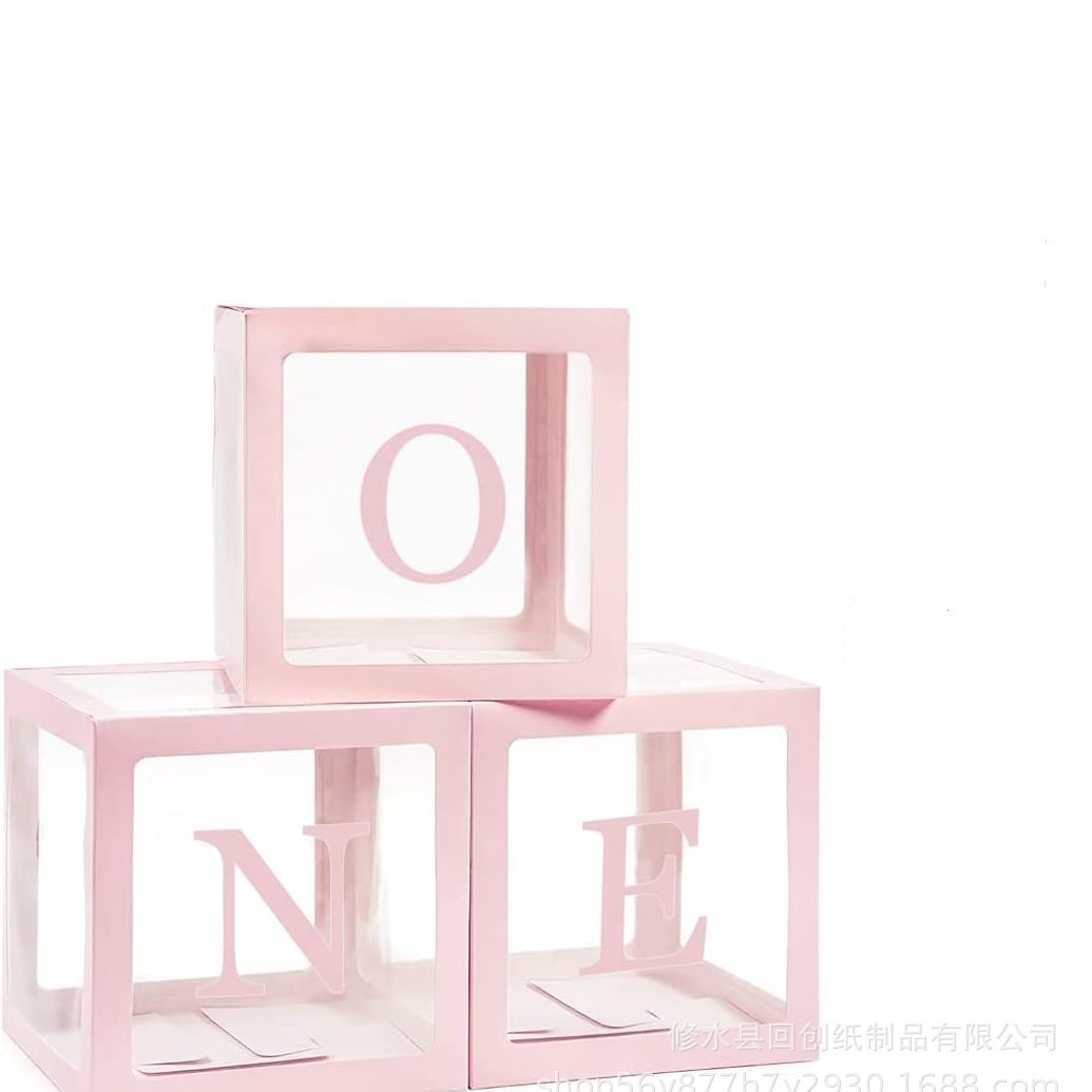 Celebridad de Internet caja transparente bebé cumpleaños 26 cartas amor graduación boda decoración bebé globo en caja joyería