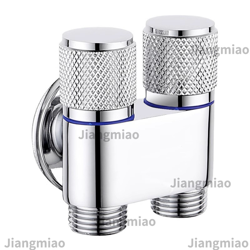 Brass doble salida de agua una entrada y dos válvulas de ángulo de salida lavadora grifo válvula de parada automática de agua grifo multifuncional de tres vías