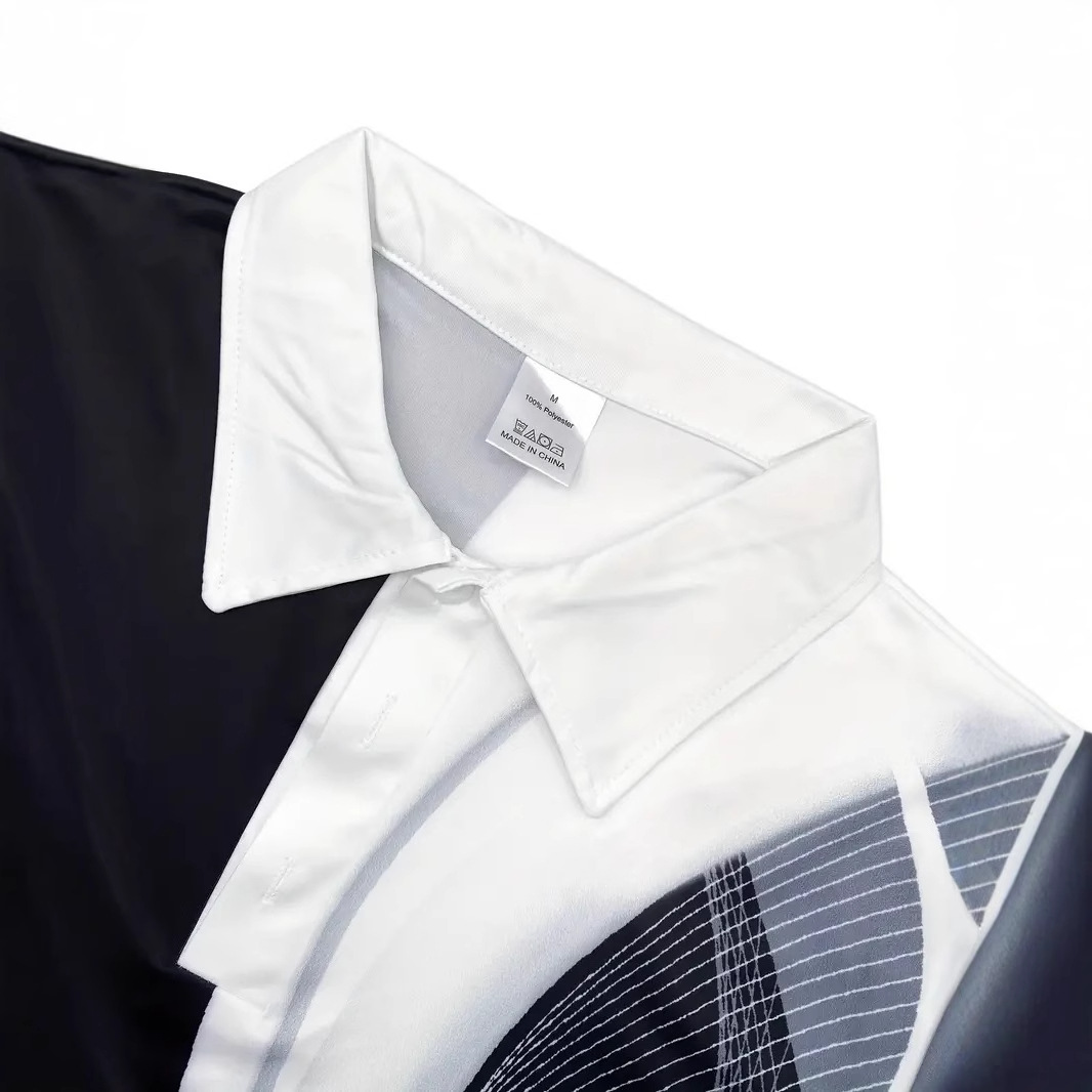 2024 venta caliente 3D impresión digital para hombres primavera y otoño deportes holgado transpirable manga larga botón cuello POLO camisa en stock