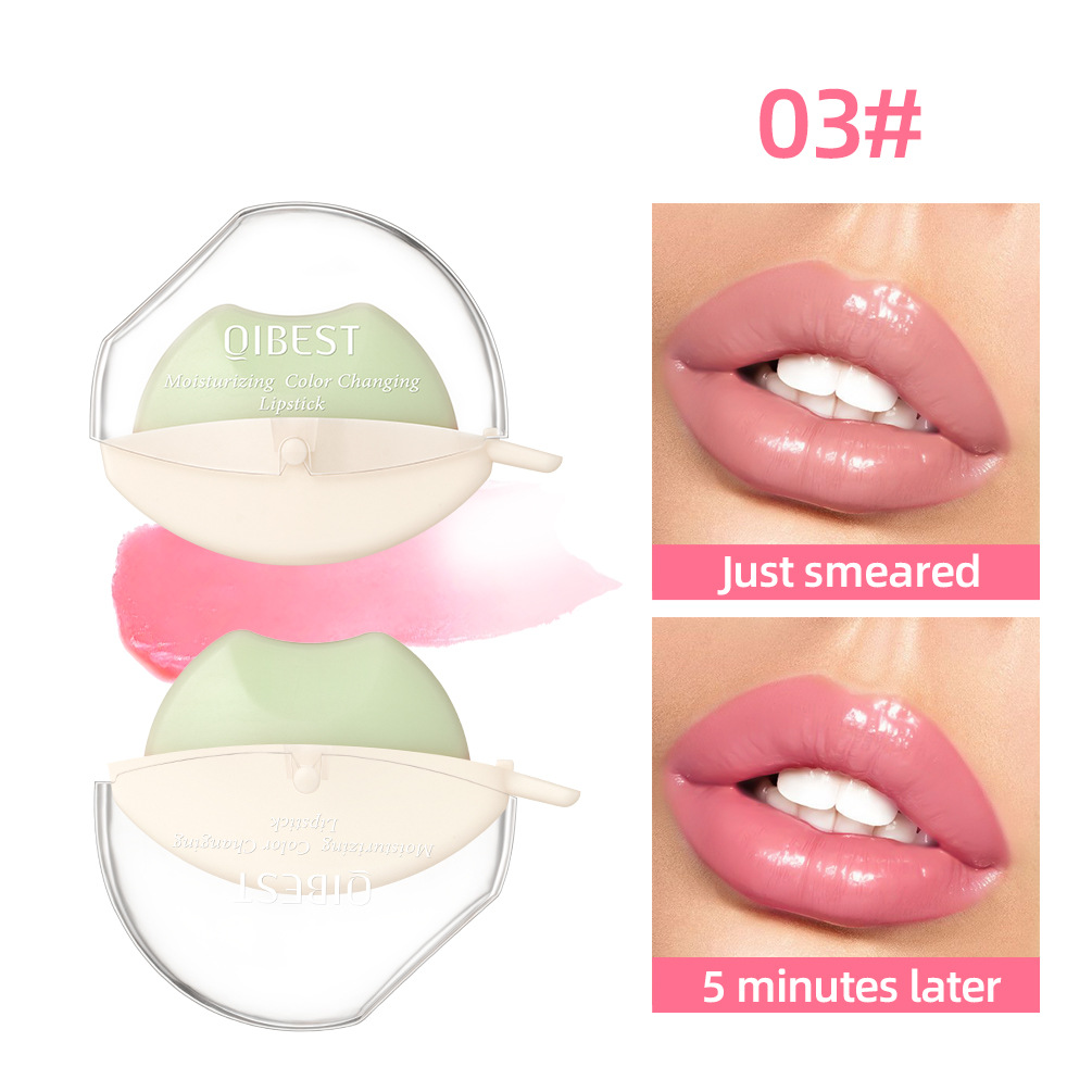 QIBEST lazy warm lipstick moisturizing moisturizing repair fade lip lines autumn and winter color changing lipstick makeup