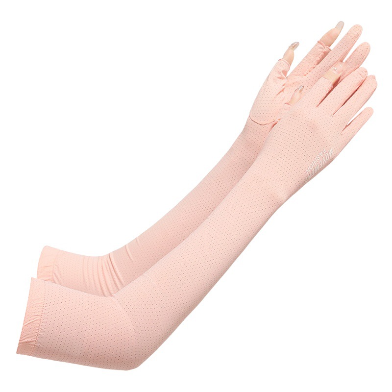 Protección solar manga de hielo de verano de las mujeres ligero transpirable seda de hielo delgada ovisleeve verano conducción al aire libre