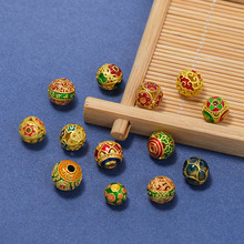 古风烧蓝珐琅彩镂空圆珠转运散珠diy手工饰品配件服装扣辅料配饰