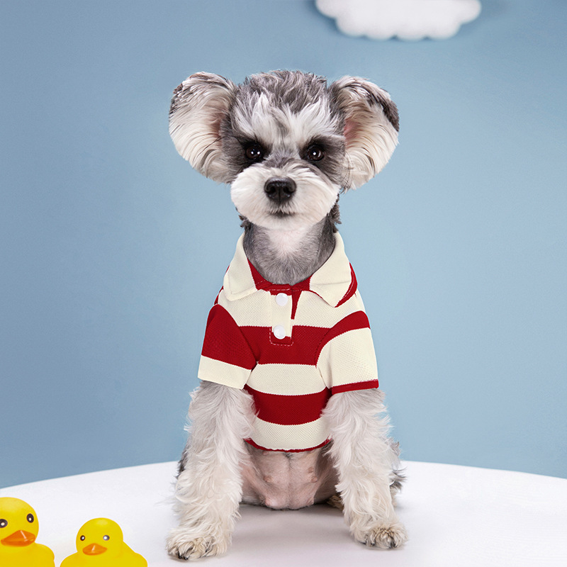 POLO New Summer Striped Two-Paw Teddy Bear Bouvier Dog Cat Clothes Thin Pet Clothes