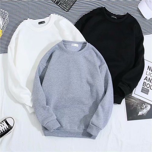 Korean men's spring and autumn casual base top round neck loose turtleneck plain sweatshirt