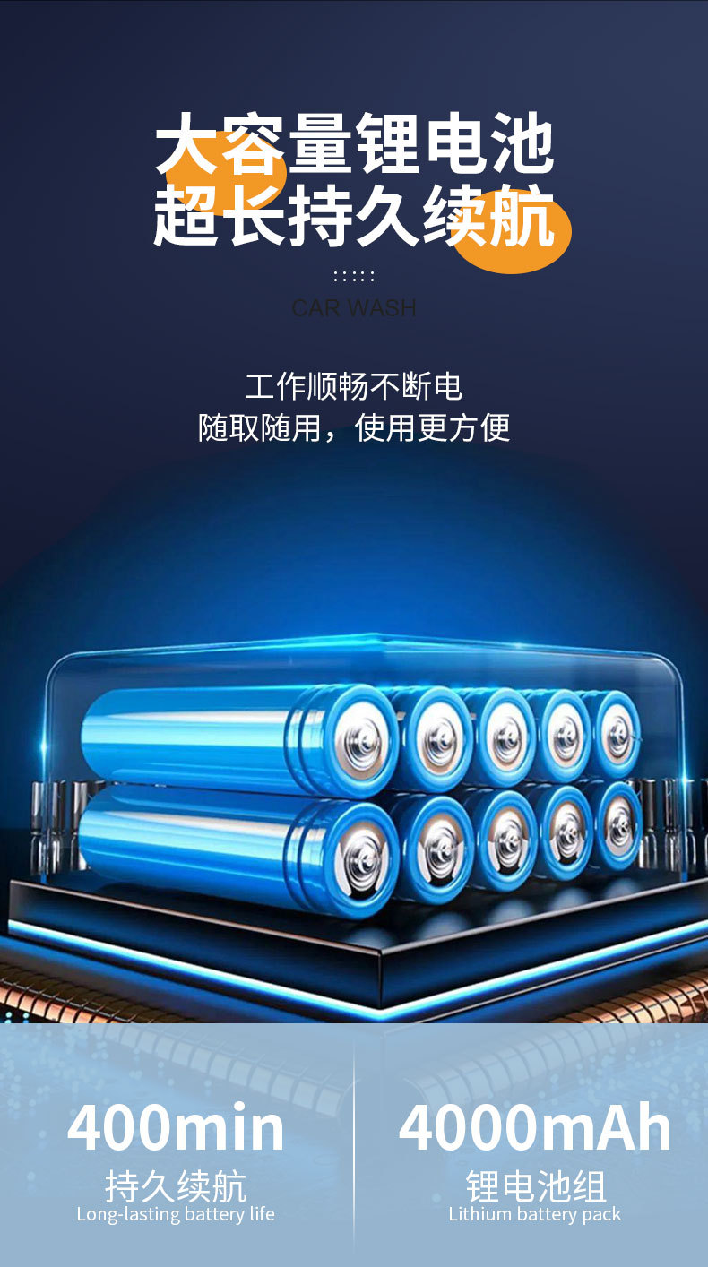 High-pressure car washing water gun Lithium electric car washing machine water gun portable wireless car washing machine household rechargeable car cleaning artifact