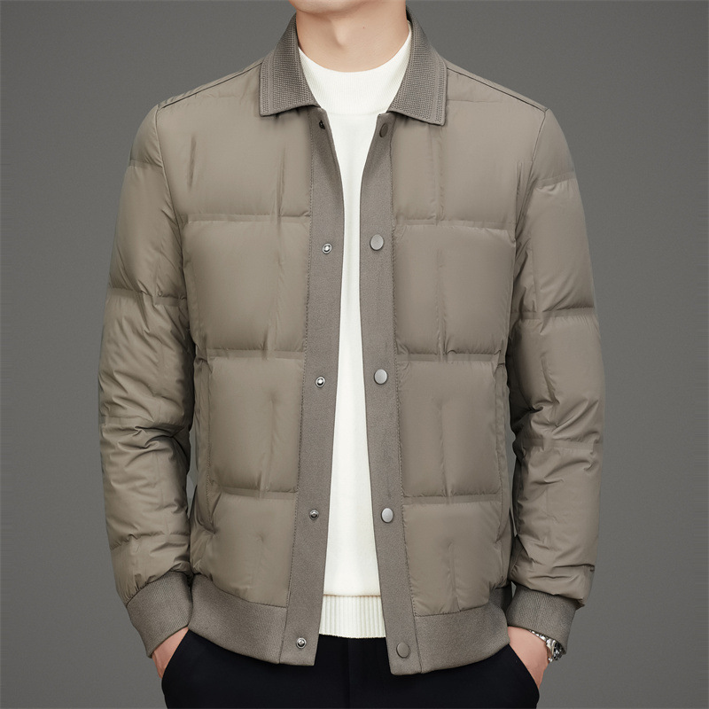Men's Down Jacket Winter New Young and Middle-aged Shirt Collar Knitted Stitching Warm Jacket Casual elastic Jacket Men's Down Jacket Winter New Young and Middle-aged Shirt Collar Knitted Stitching Warm Jacket Casual elastic Jacket
