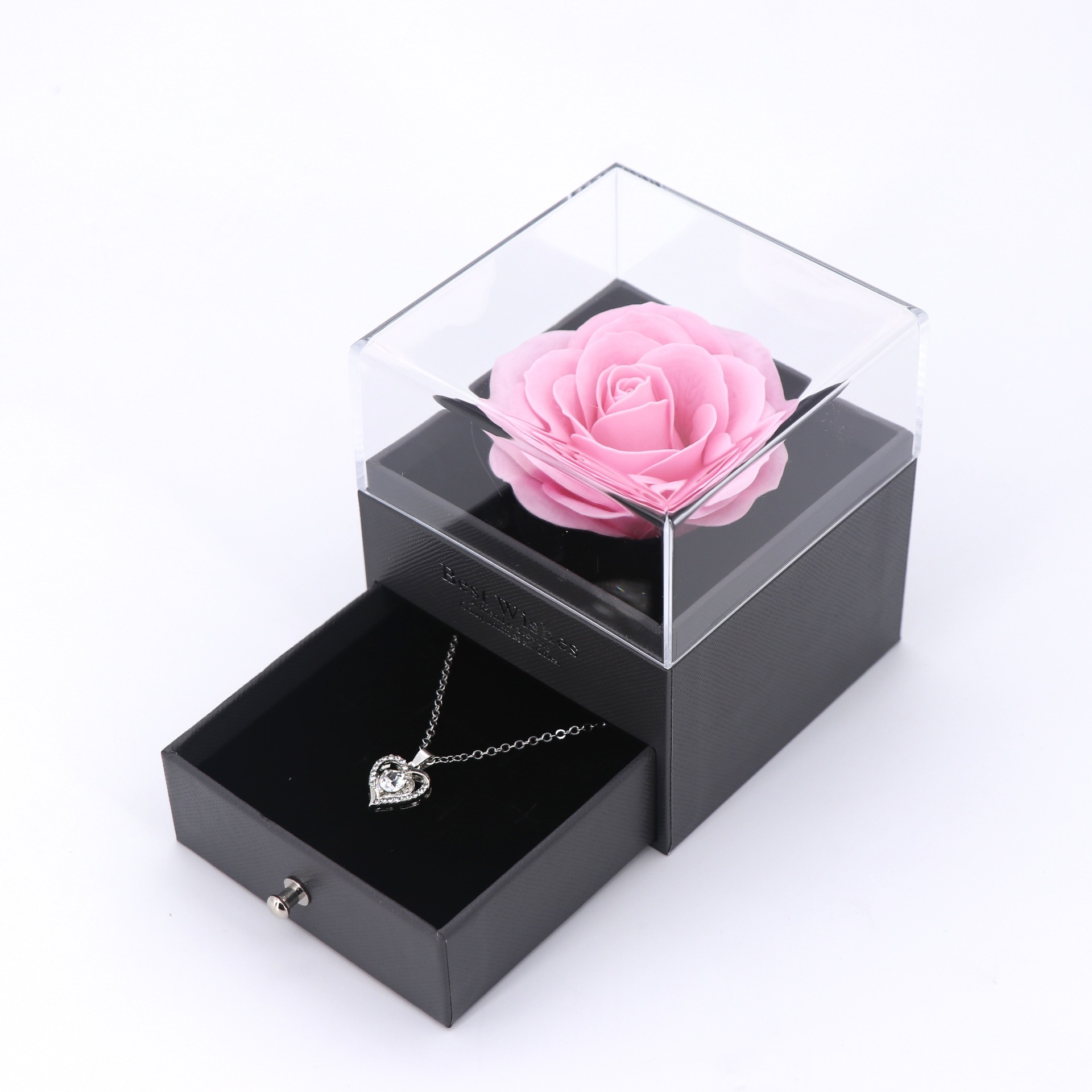 Joyero de flor de jabón rosa