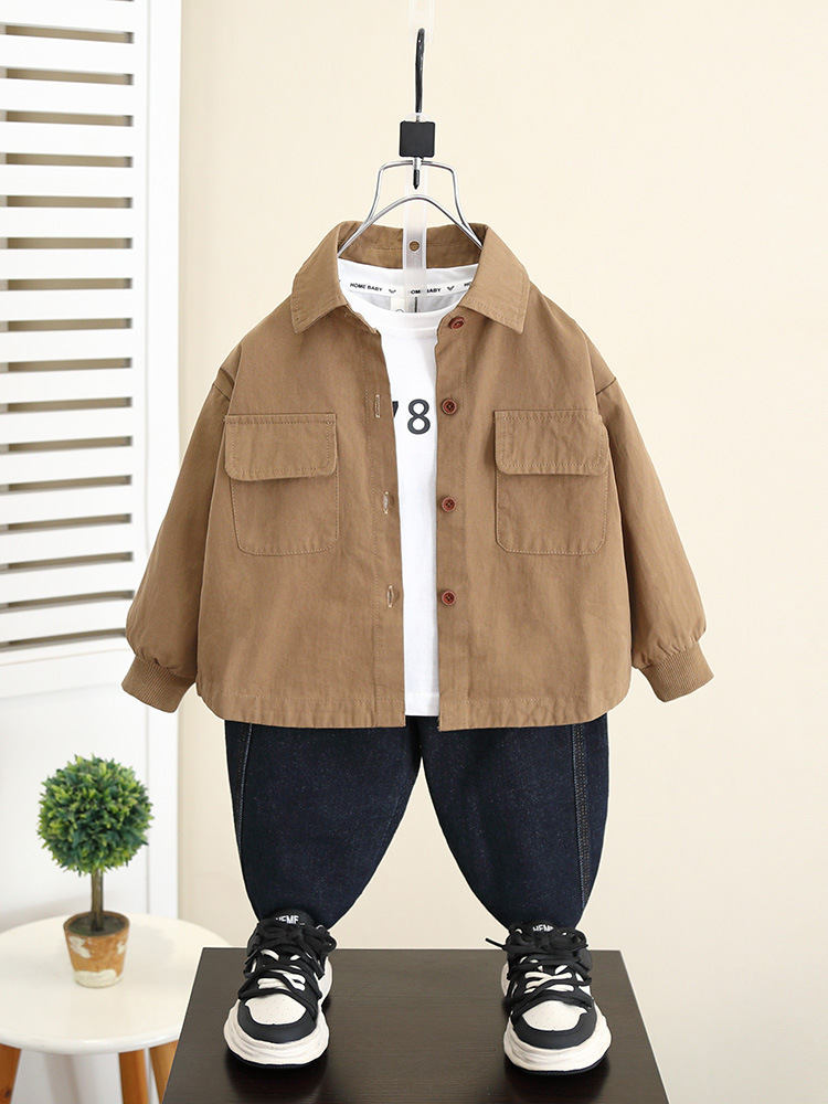 5825 ropa para niños chaqueta de camisa de primavera y otoño 2025 nuevo estilo niño otoño camisa coreana estilo occidental bebé principios de otoño