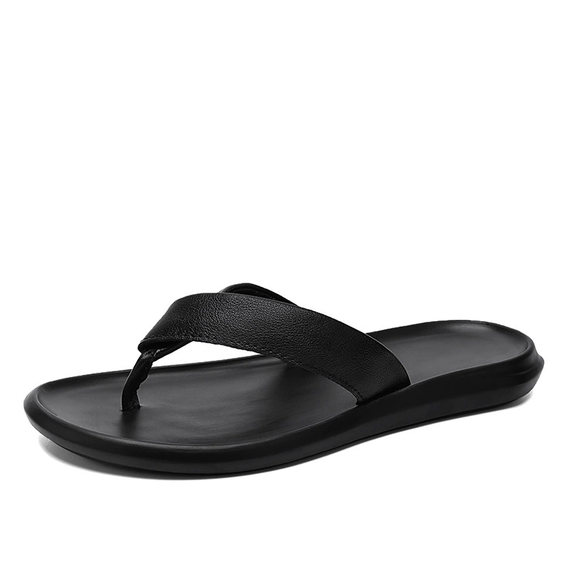 Summer leather flip flops, comfortable universal slippers, sandals