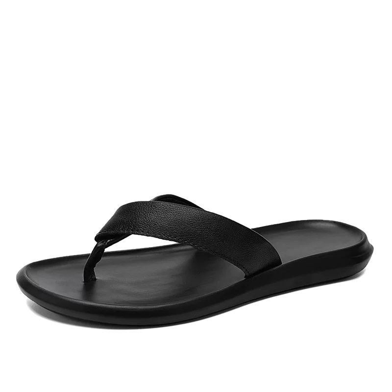 Summer leather flip flops, comfortable universal slippers, sandals