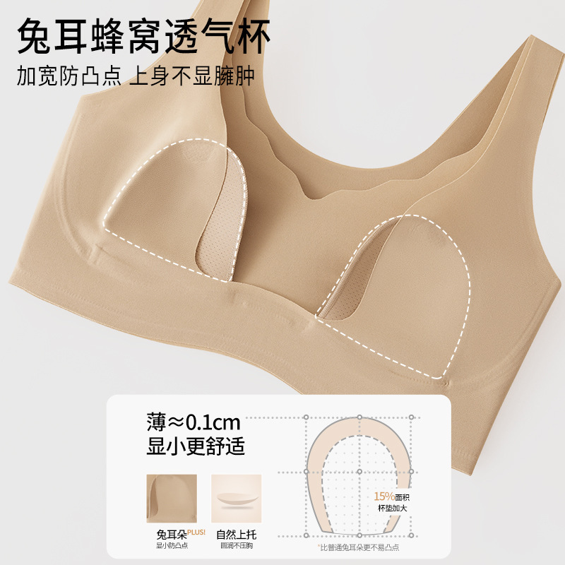 大胸显小胸夏季薄款粉底液隐形内衣女无钢圈夏季薄款文胸兔耳朵杯|undefined
