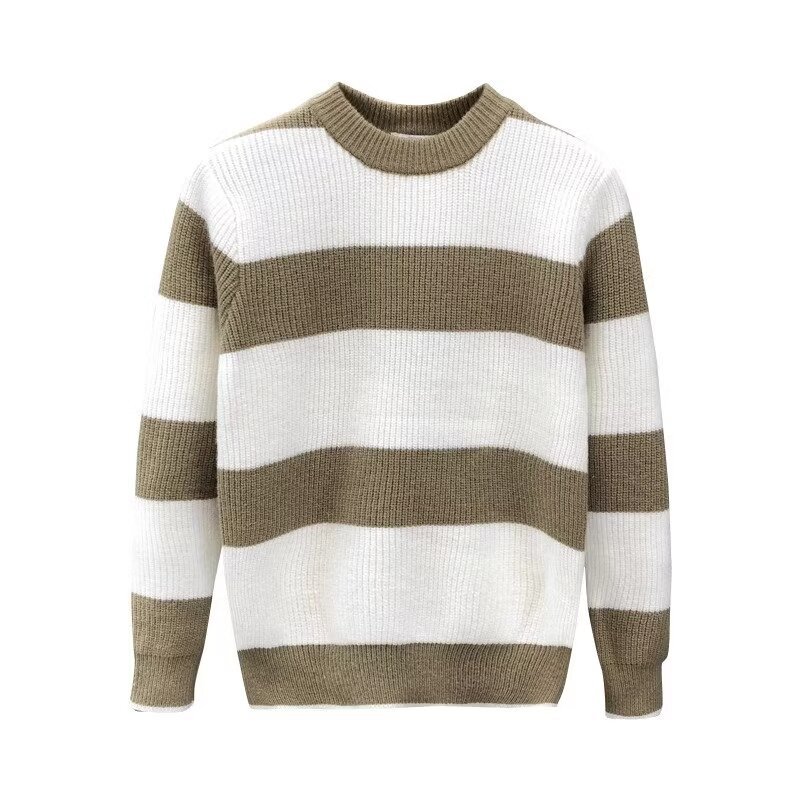 "Men's Loose Fit Wool-Blend Knit Sweater - Winter Crewneck Pullover, Warm & Soft Long Sleeve Top (Blue/Khaki/Green)"_voghion.com